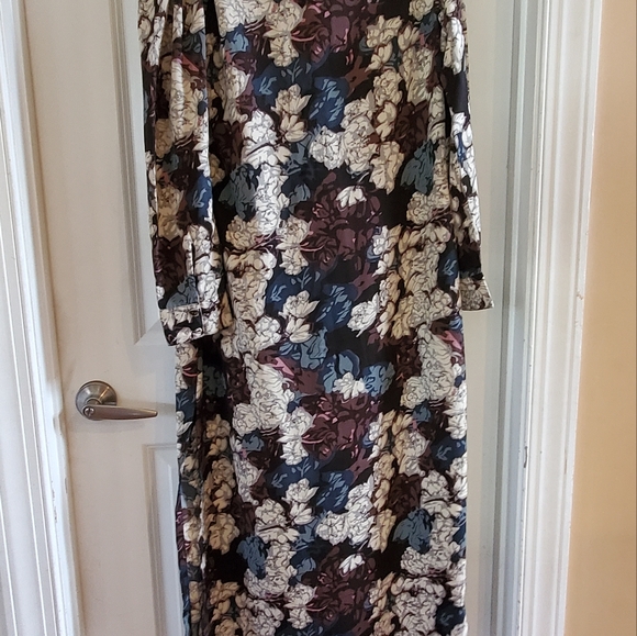 Walter Baker Kendall Floral Long Sleeve Puff Shoulder Slit Detail Maxi Dress L - Picture 3 of 7